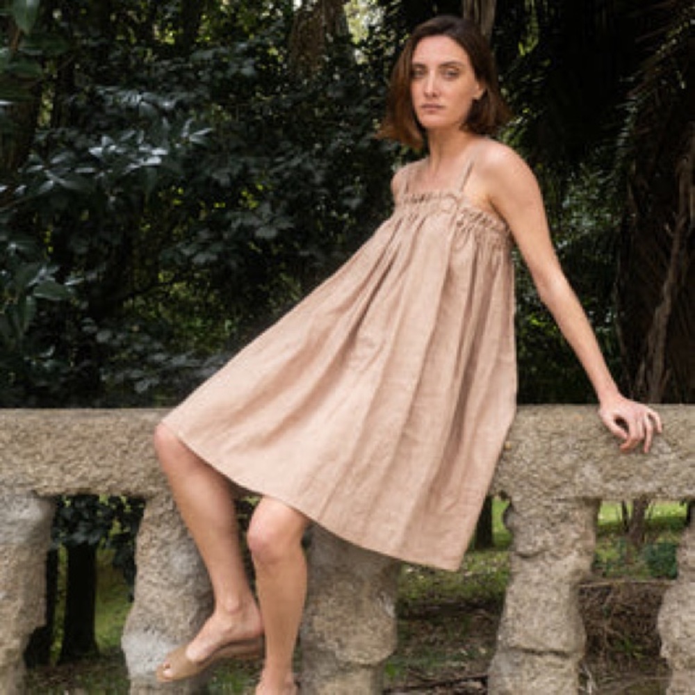 OZMA Margaux Dress, Laundered Linen, Dusk